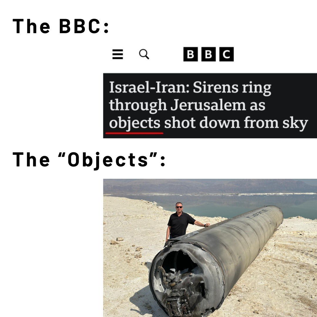 Esto de BBC hablando de “objetos” para referirse a los drones, UAVs y misiles que Irán enviaba a estrellarse en Israel, también fue un ejercicio interesante de periodismo.