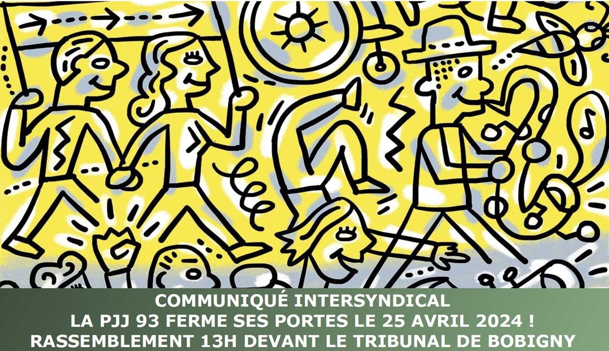 LA PJJ 93 FERME SES PORTES LE 25 AVRIL 2024 ! RDV 13H DEVANT LE TRIBUNAL DE BOBIGNY Appel à la mobilisation et à la grève. RDV 13H au tribunal de Bobigny pour nous faire entendre ! snpespjj.fsu.fr/communique-int… @93Fsu @FsuNationale @snesfsu93 @SNUipp_FSU93