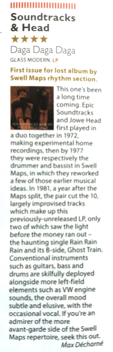 Mojo Review by Max Décharné of Soundtracks & Head in record stores for RSD 20 April @glassmodern2 @chrisseventeen @pastels_the @FORCEDEXPOSURE @nowjazznow @DuglasTStewart #RecordStoreDay2024