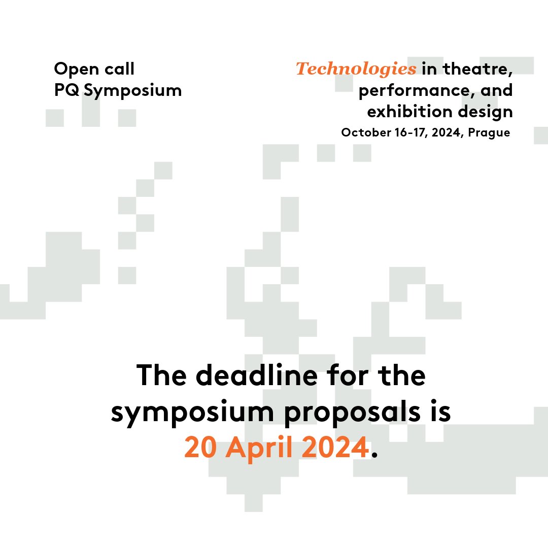 There are only a few days left to submit your proposal for the upcoming PQ Symposium 🔸Technologies🔸 in theatre, performance, and exhibition design. The call for submissions is open just until this Saturday 20th April 2024🔸bit.ly/OpenCall_sympo…