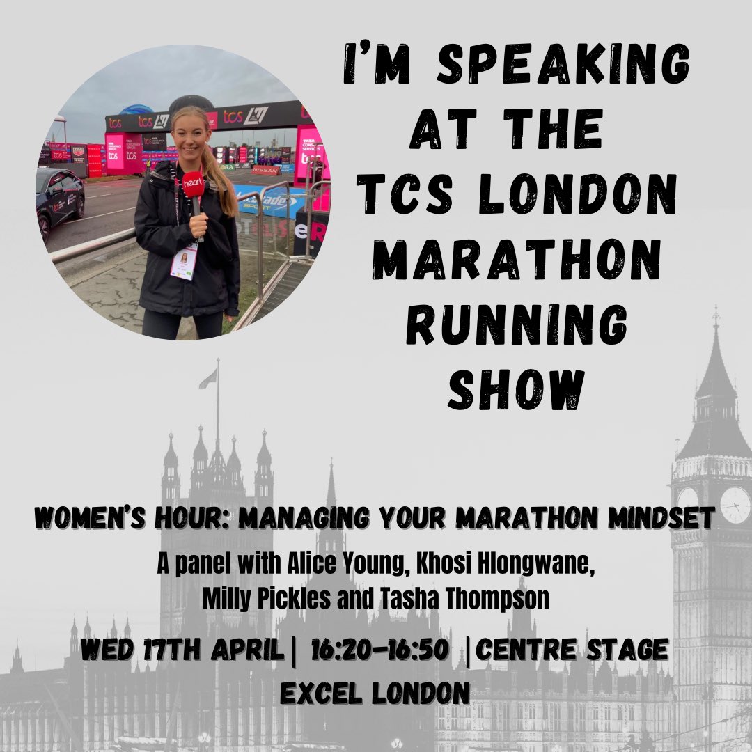 📣 BIG NEWS! I am SO excited to share I’m going to be speaking on CENTRE STAGE at the TCS @londonmarathon Running Show 🤩 I can’t wait to speak alongside some ✨incredible✨ women to talk all things MARATHON MINDSET. Will you be there? Let me know! 👋🏼 #TCSLondonMarathon2024