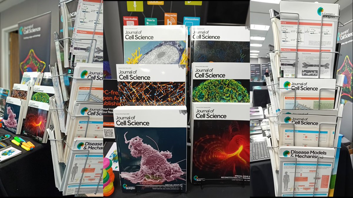 Visit our booth at #BiochemEvent to pick up posters, subject collections and special issues from @J_Cell_Sci and @DMM_Journal including #immunesystem #cellbiology #hostpathogens #lipids #3Dbiology #cancer #signalling