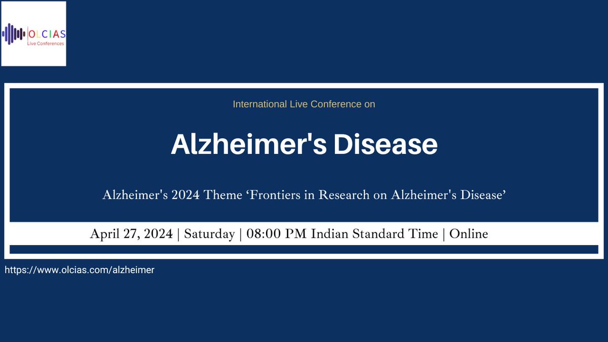 📢Are you passionate about Alzheimer's research? Here's your chance to shine! Submit your research abstract now and showcase your work to a global audience. Best of all, participation is free!
🔗 Submit Abstract: lnkd.in/dFXWh-mh
#AlzheimersDisease #Neurology #memoryloss