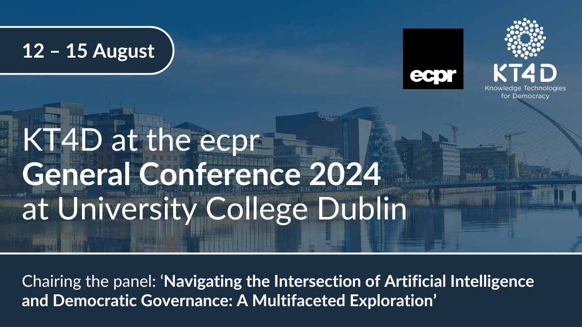 Join KT4D at the European Consortium of Political Science on our panel entitled 'Navigating the Intersection of Artificial Intelligence and Democratic Governance: A Multifaceted Exploration' More about the panel and Registration at the following link: tinyurl.com/557tvakc