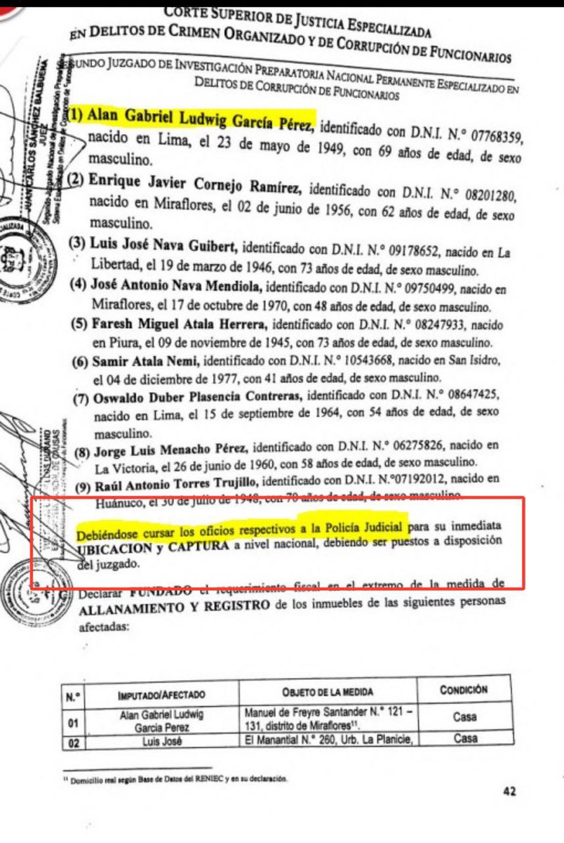 A propósito de la suspensión de Colchado, recuerdo que el mandato de allanamiento y detención del Pdte Alan García x mandato del juez debió ejecutarlo la Policía Judicial 👀👇NO la Diviac. Quien dispuso lo contrario, cambiar un mandato judicial es delito…