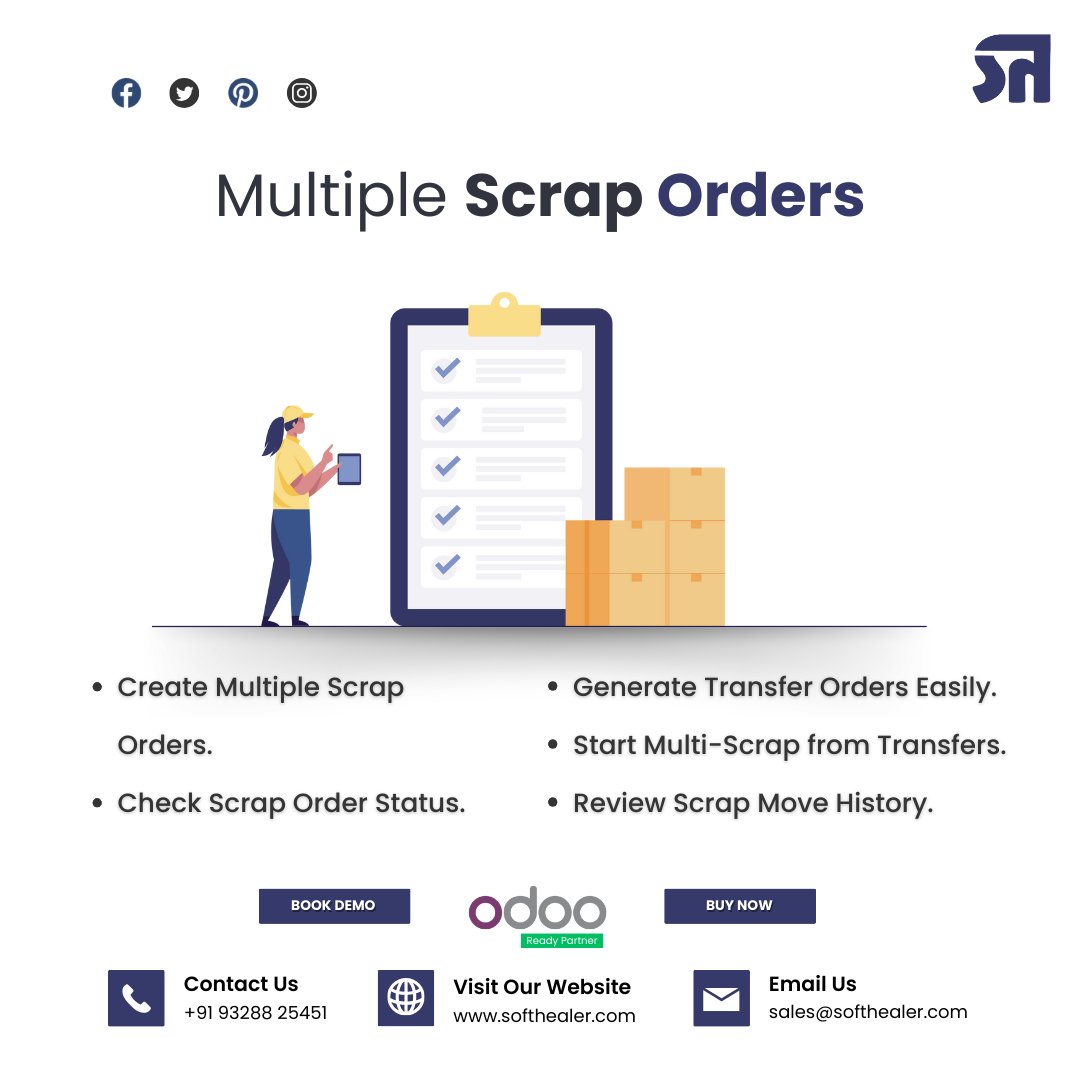 🔧 Take Control of Your Scrap Management! 🔍

🌐 Discover our Multiple Scrap Orders module:
softhealer.com/r/gLv

Email: sales@softhealer.com

#InventoryManagement #ScrapManagement #Efficiency #BusinessTools #InventoryControl #erp  #software #system #development #crm #pos