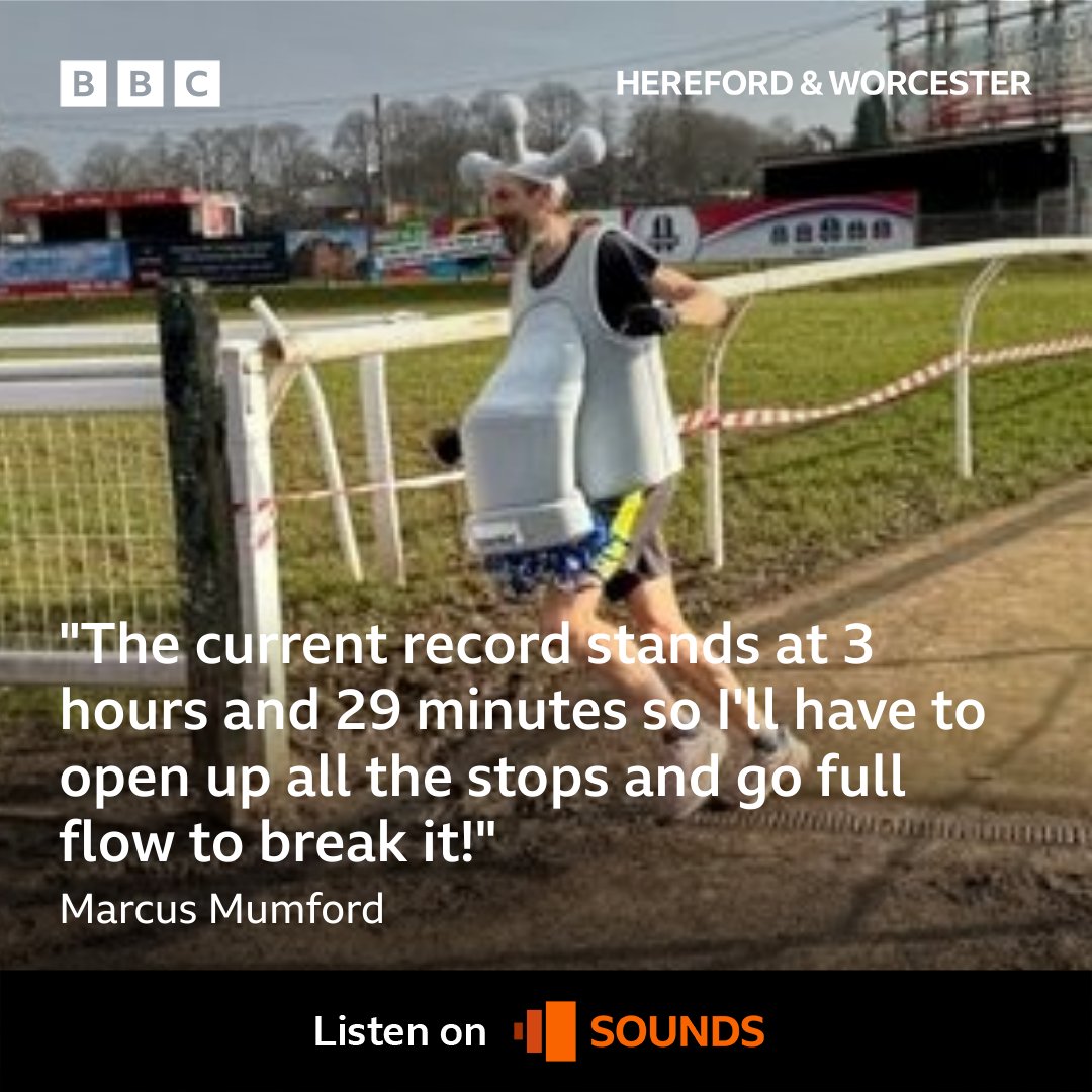 Meet the #Evesham man who's taking on London's 26.2 mile course in an unusual outfit...but he's not the first person to do it 🤯🚰👟 Listen here: bbc.in/3xxq9Q6