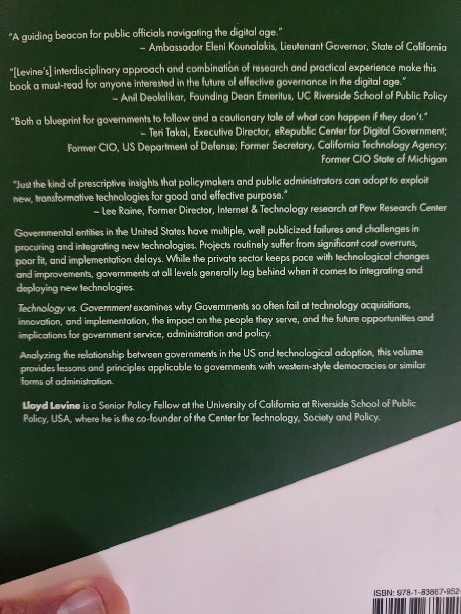 I am beyond excited to announce that my first ever  book, Technology vs. Government has been published. The book explores the causes and impacts of the tension between technology's advances and governments' inability to keep pace. #GovTech