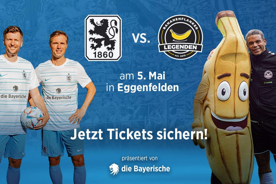 Im Mai wird es legendär und ihr könnt live dabei sein: Unsere Löwen-Legenden fordern die #Bananenflanker zum Duell heraus ⚽️🏆 Präsentiert wird das Benefizspiel von unserem Hauptsponsor @dieBayerische. Alle Infos unter tsv1860.de #tsv1860 #Eggenfelden #Legenden