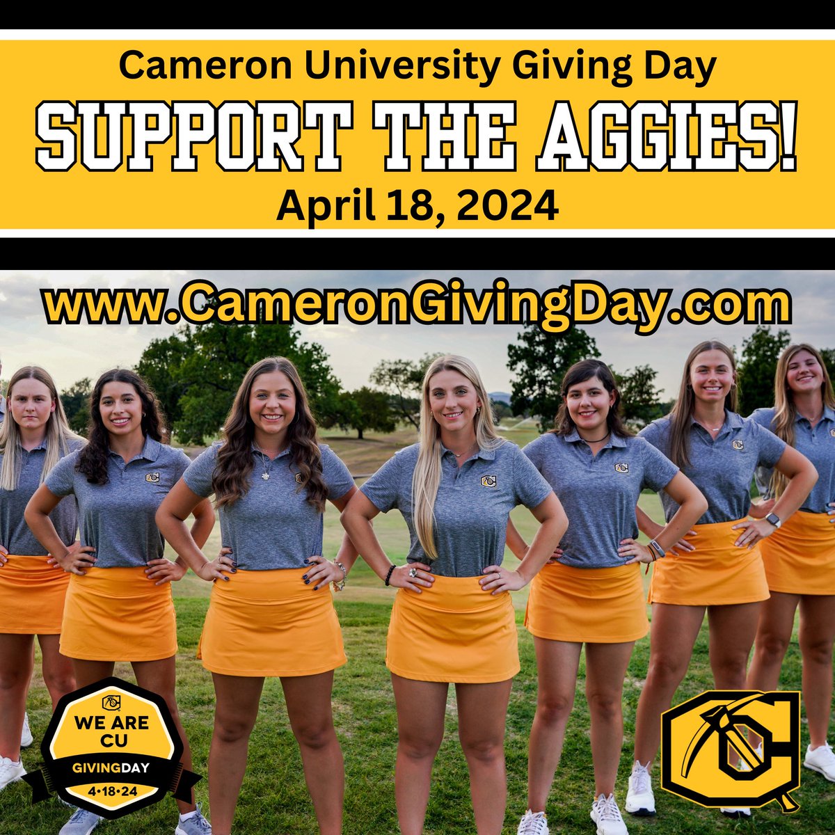 AggiesWGOLF's tweet photo. Just a reminder, Cameron Giving Day is this Thursday April 18th! Please log on to the website that day and search “women’s golf” to help support our awesome golf team! https://t.co/14cFe1fFO6
