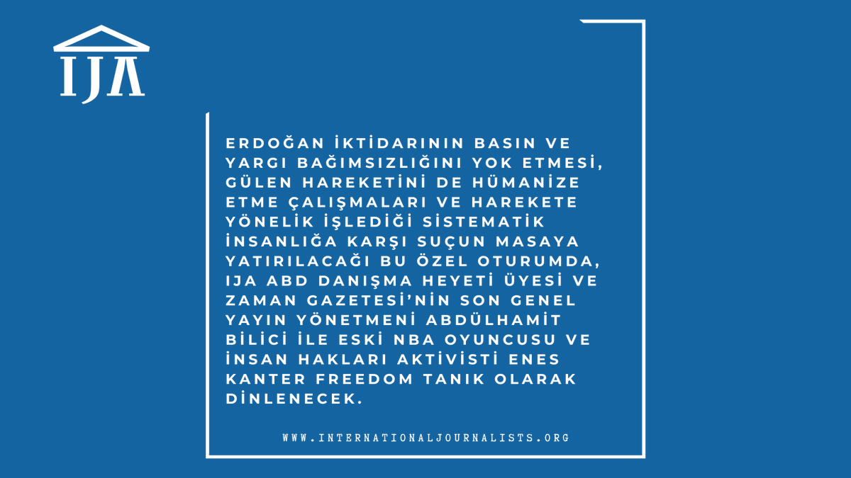 Oturum, Erdoğan hükümetinin basın özgürlüğü ve hukukun üstünlüğünü yok etmesine, Gülen Hareketini hedef alan dehümanizasyon kampanyasına ve insanlığa karşı suçlara odaklanacak #HumanRights