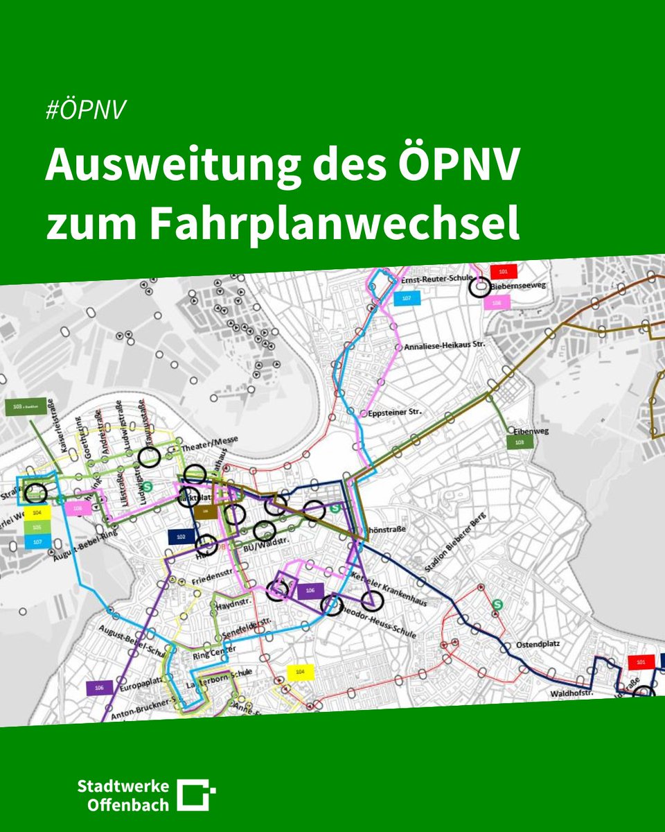 Ab Dezember wird das #ÖPNV-Angebot um 160.000 Kilometer ausgeweitet. Möglich geworden ist die Ausweitung durch den Reorganisationsprozess im #Stadtwerke-Geschäftsfeld Mobilität und durch zusätzliche Einnahmen durch Sonderverkehre. Weitere Infos: offenbach.de/stadtwerke/mob…
#offenbach