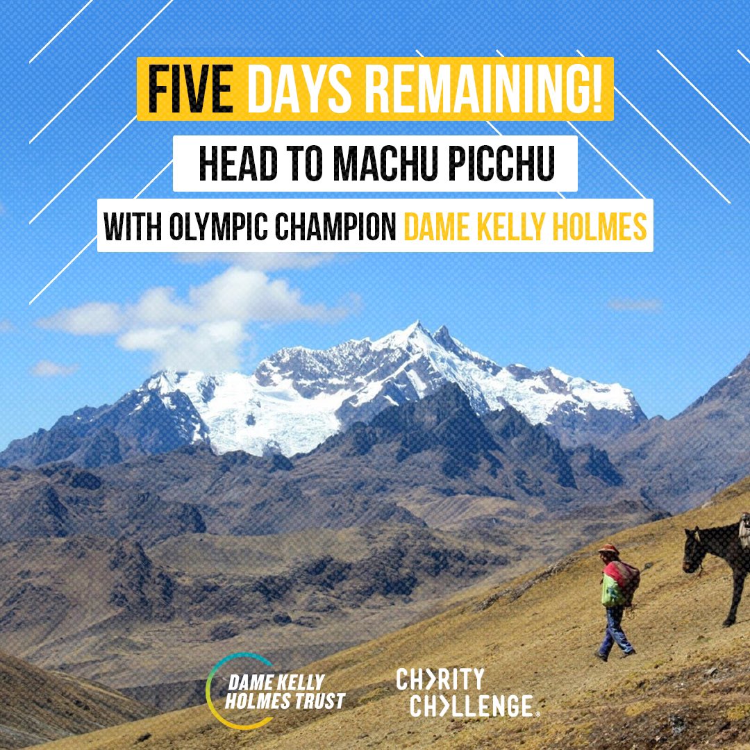 Five days left! We’re just a few days away from booking closing for our incredible trip to Machu Picchu. Join Olympic champion Dame Kelly Holmes on this once-in-a-lifetime adventure: charitychallenge.com/expedition/393… @GivenGain | @CharityChall | #MachuPicchu | #MP24