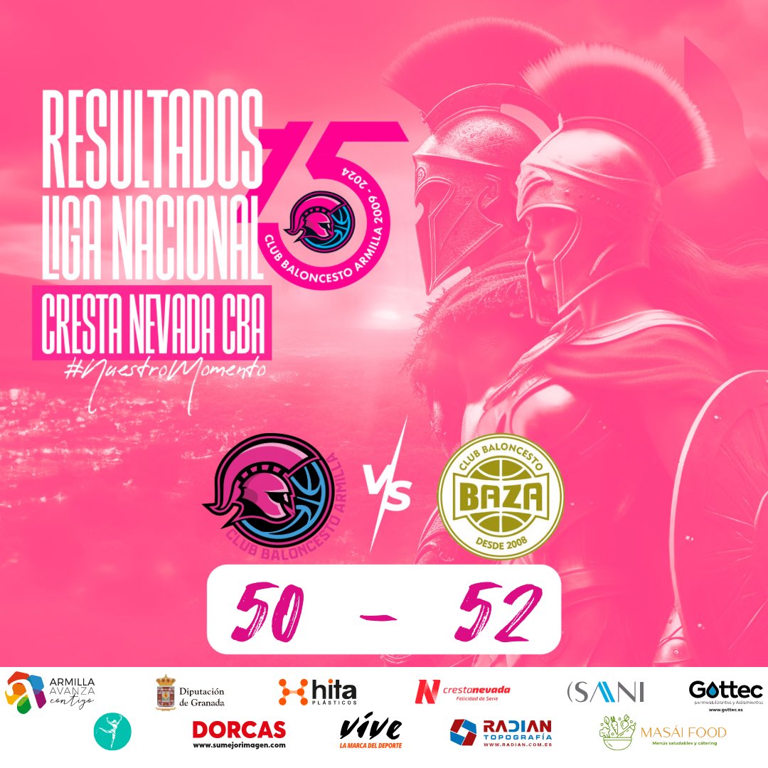 ARMILLACB's tweet photo. Esta semana no ha podido ser.
Por 50 frente a 52 nuestros guerreros del @crestanevada CBA cayeron frente a @cbbaza , en su casa.
Toca seguir trabajando duro para ganar el próximo partido.
¡Gracias guerreros!
#FamiliaCBA #CulturaCBA #AdnCBA #nuestromomento https://t.co/QvM115Wmkb