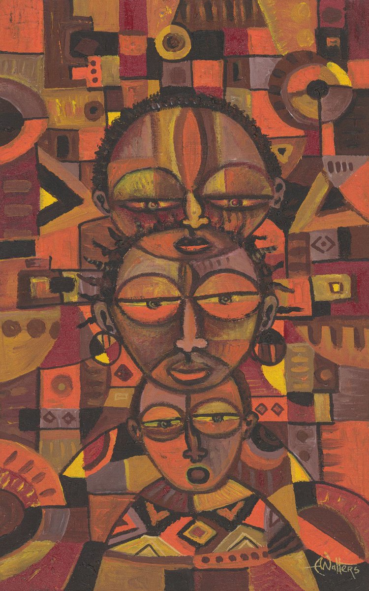 #AfricanArt #family #artprint 
Painting of the Day. Family II
 > > artcameroon.com/painting/famil…
Charming tiny oil painting of a family. This piece is intended to radiate warmth and the enduring spirit of togetherness, making it a focal point that brings life and energy to any space.