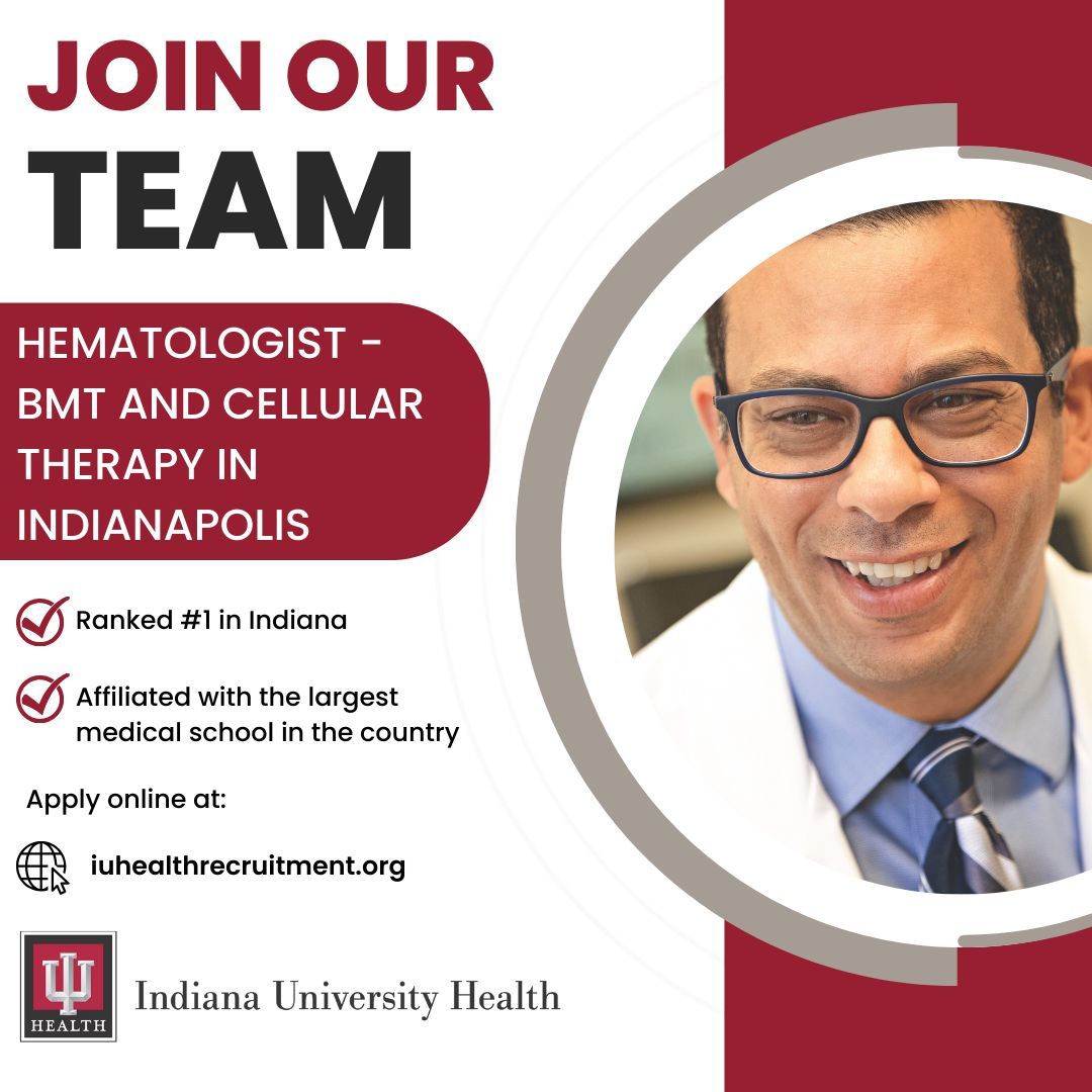 @IU_Health and @IUMedSchool are seeking an academic #bonemarrowtransplant and #cellulartherapy physician to practice in Indianapolis, IN: buff.ly/4aGbv7I #IUHealthphysicianjobs