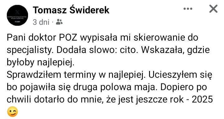 Nie żyje Tomek Świderek. Oto jego ostatni wpis na FB.