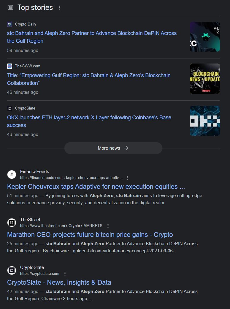 Lovely to see @Aleph__Zero + @stc_bhr all over crypto news. $Azero