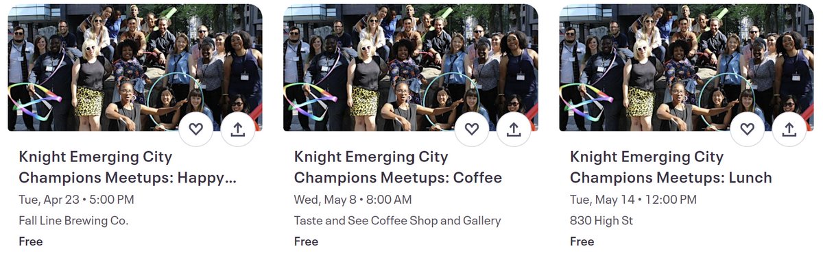 Have an idea?💡Let's hear it! The Knight Emerging Cities Champions (KECC) Fellowship program is open! Sign-up for a lunch, happy hour or coffee info session to learn more about the program and meet previous winners. Share this with a friend!🗣️ eventbrite.com/o/knight-found…