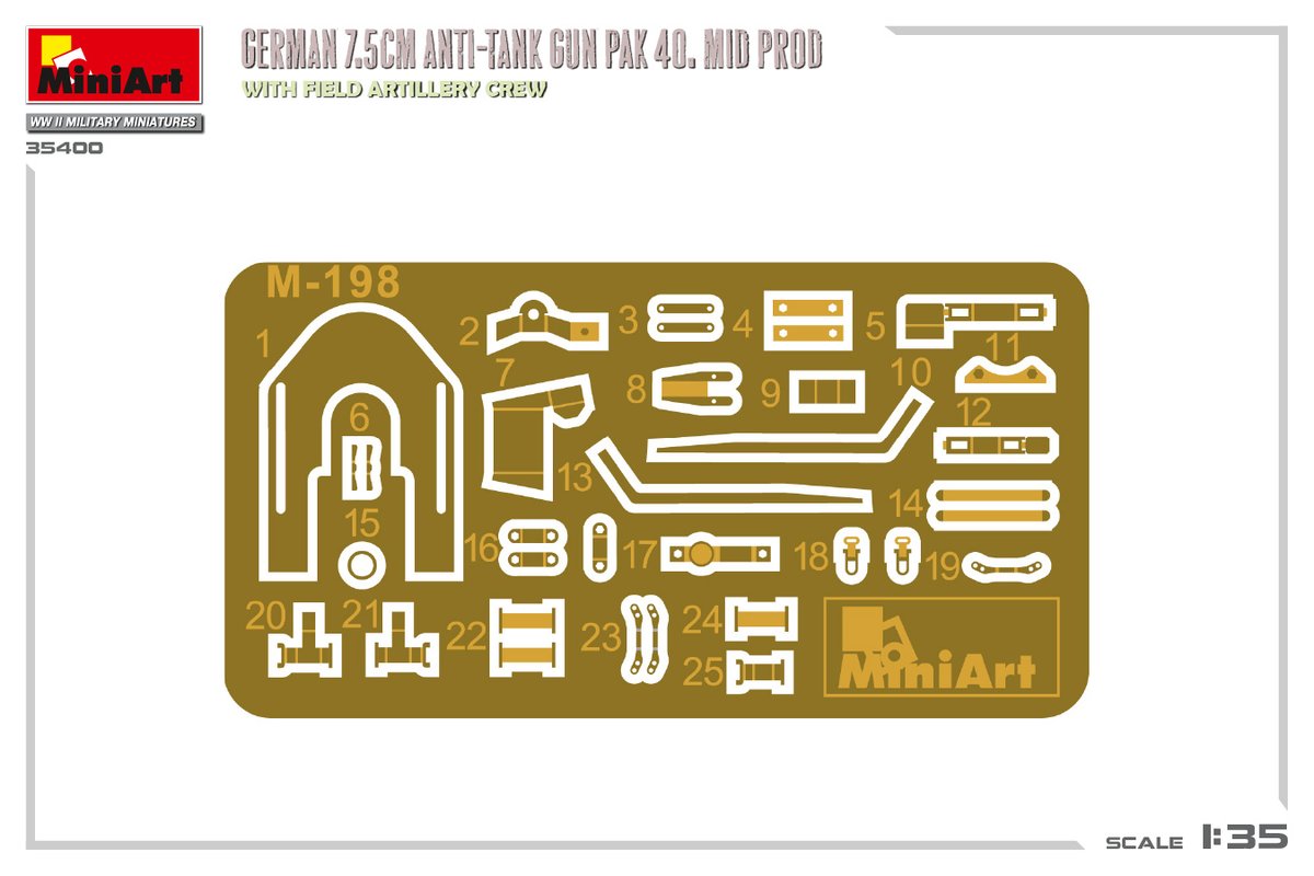 New #MiniArt Kit Coming Soon: 35400 GERMAN 7.5CM ANTI-TANK GUN PAK 40. MID PROD. WITH FIELD ARTILLERY CREW miniart-models.com/product/35400/ Plastic Model Kit 1:35 Scale