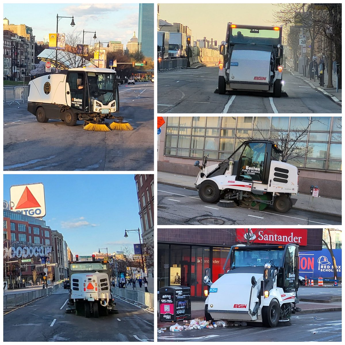 Shout-out to our PWD personnel who worked through the night sweeping & cleaning litter post @bostonmarathon. Pics below from #KenmoreSquare & #BackBay. 🏃 🧹 🗑️