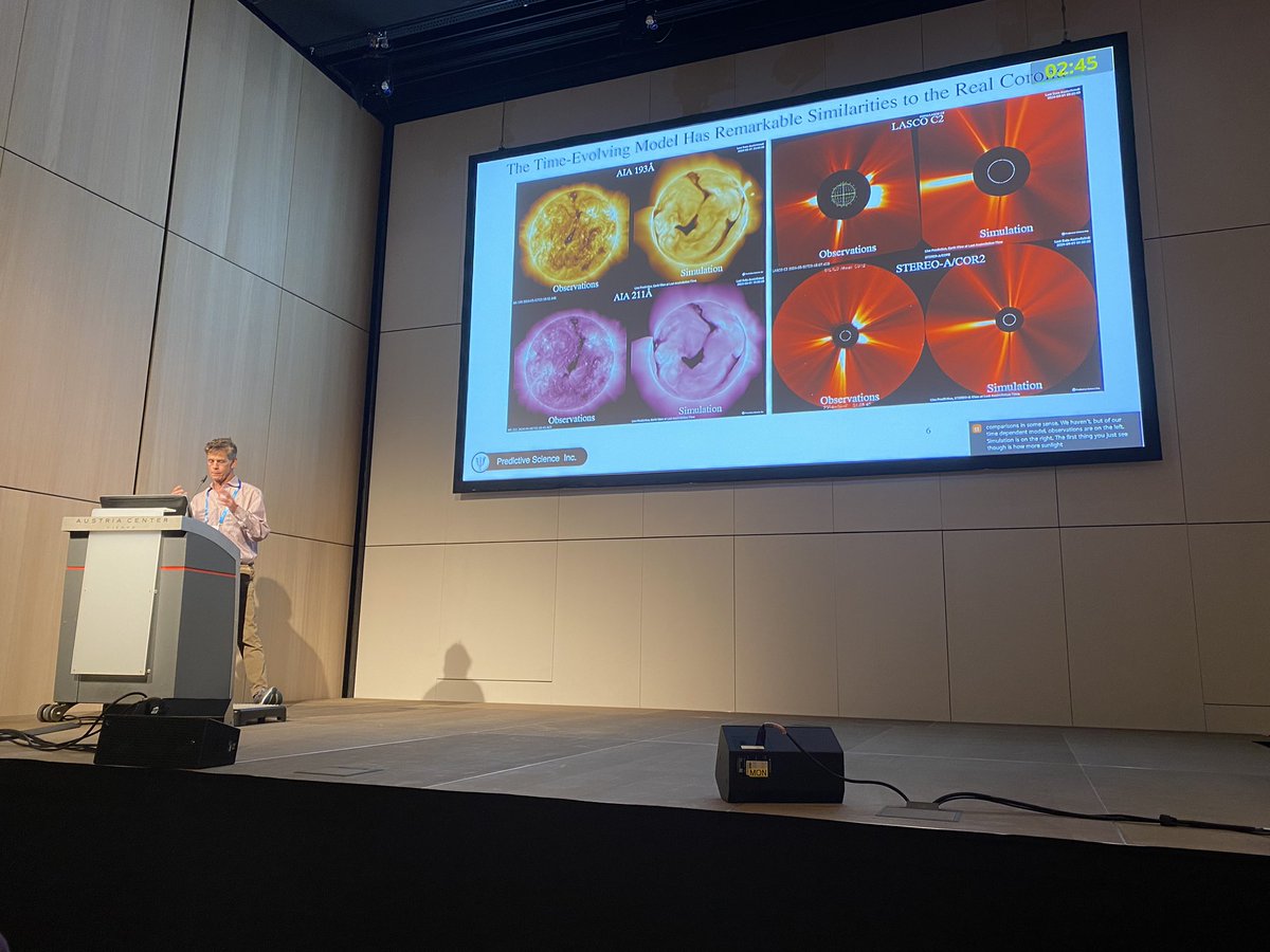Jon Linker of @predsci showing their awesome effort of modeling the 2024 April 8 #eclipse at #EGU2024.