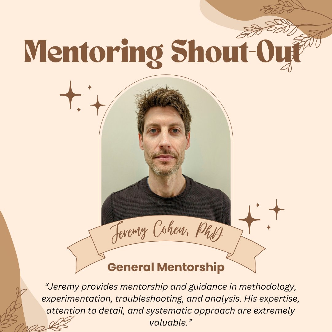 Today's mentoring shout-out is for Dr. Jeremy Cohen, Senior Research Scientist @uncneuro. His mentees appreciate his continued guidance through every stage of their projects.