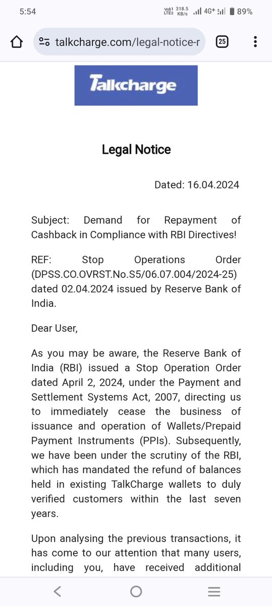 nksaini19's tweet image. @RBI  @TheLallantop @TechnicalGuruji @BhajanlalBjp 
@TalkCharge Is Done A Big Wallet Scam Of 500 CR Or More Then And Thousands Of Peoples Added Thousands &amp;amp; Lakhs Rupees. Now Talkcharge Spread Fake RBI Notice. 
And Talkcharge Demanding Repayment Of Cashback .