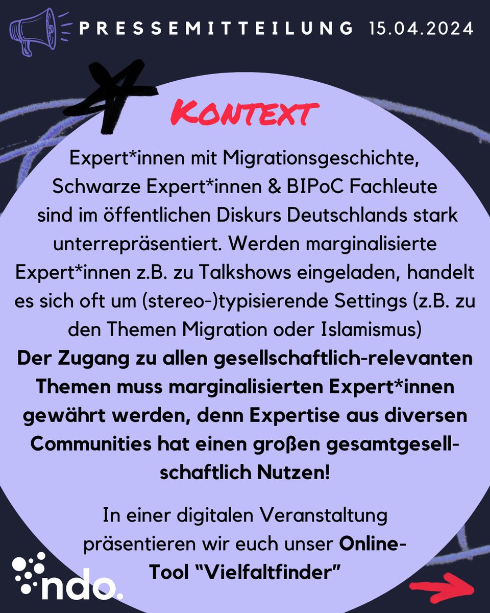 📢 'Gesucht: Diverse Expertise in Deutschland' - in unserer neuesten Presseerklärung möchten wir auf unseren Vielfaltfinder aufmerksam machen und erklären, wieso wir ihn benötigen.