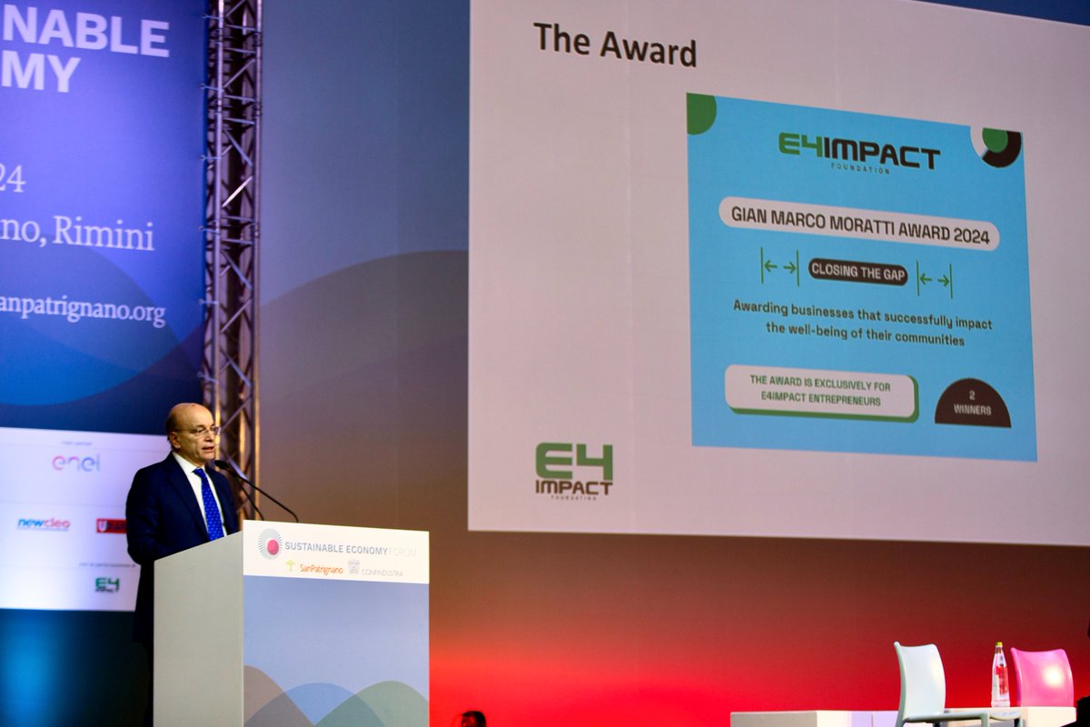 📌 The 11th of April 2024, E4Impact Foundation assigned the Gian Marco Moratti Award 2024 during the sixth edition of the Sustainable Economy Forum, promoted by @San_Patrignano together with @Confindustria. Read more on this article: ➡️ e4impact.org/gian-marco-mor…