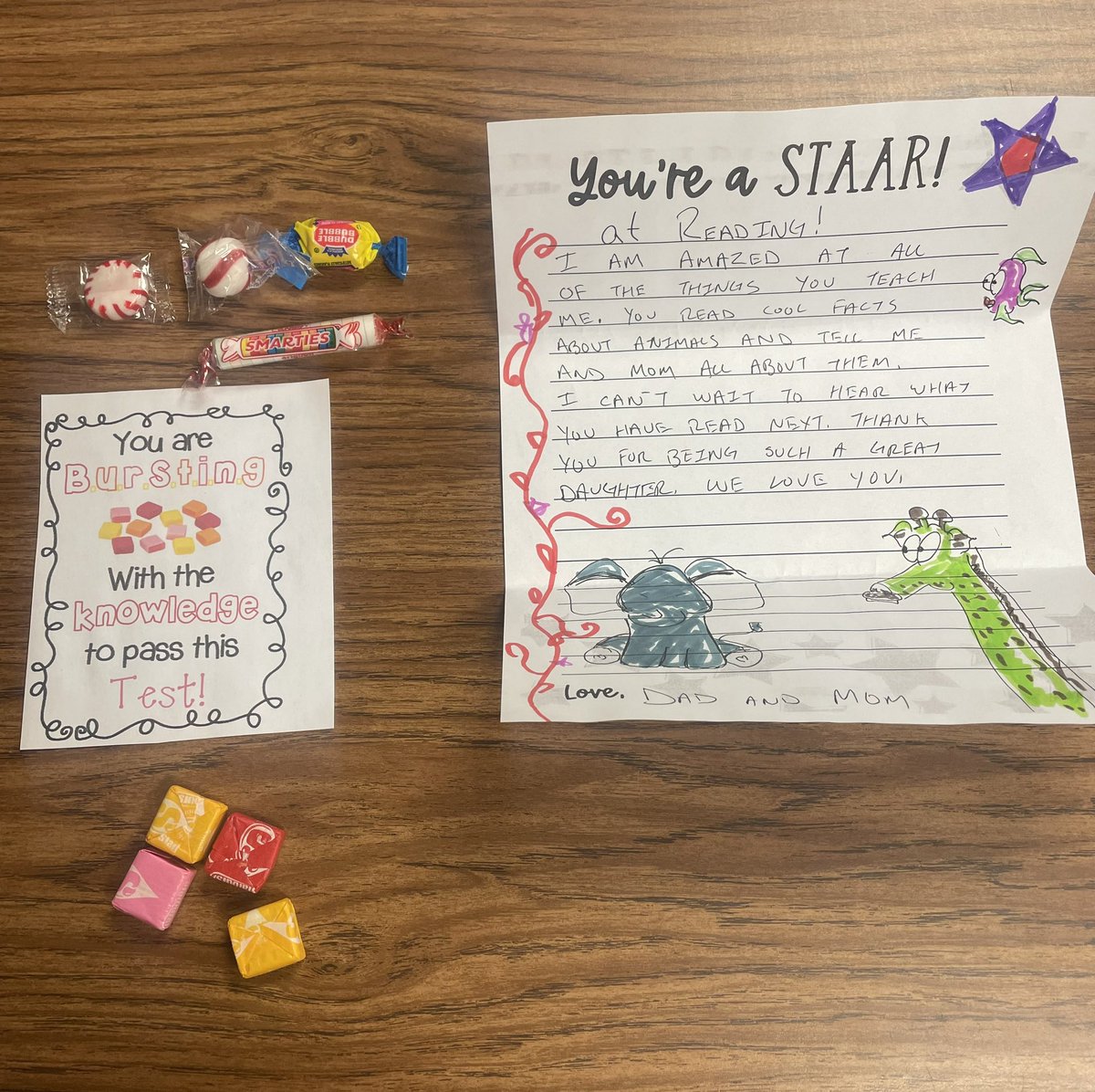 My students’ parents wrote them letters to read this morning before STAAR. 🤩😭Here we go! We don’t need luck. We got this! 💚💙 <a href="/bushbobcats/">Bush Elementary, Conroe ISD</a> <a href="/ConroeISD/">Conroe ISD</a>