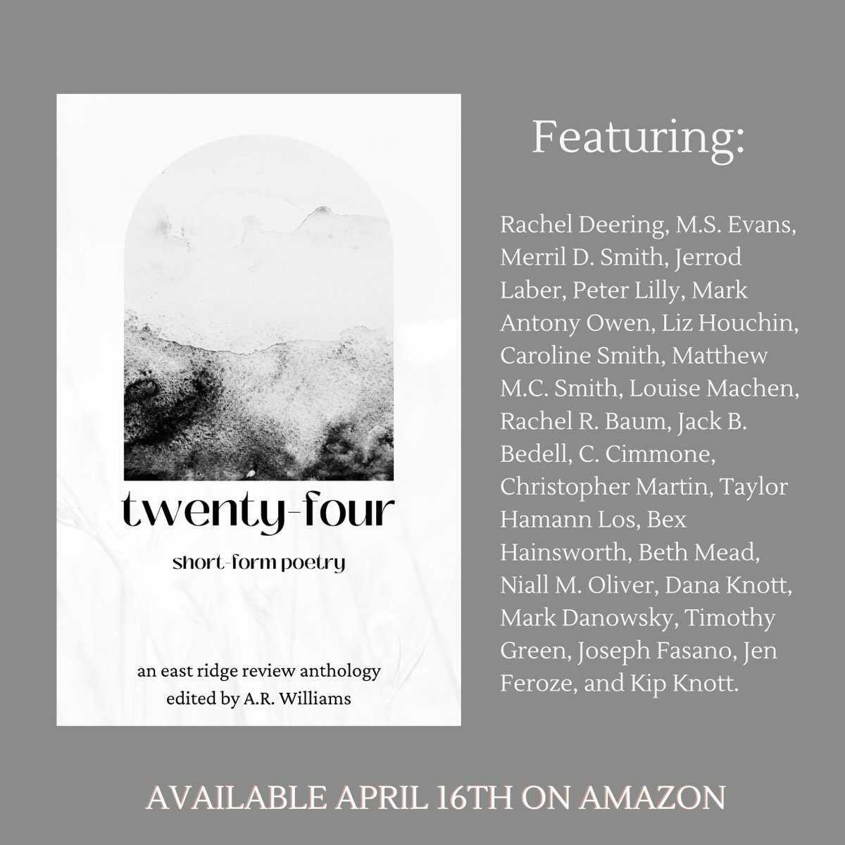 I am so excited to announce this brand new anthology published by @eastridgereview! I have absolutely loved working with incredible poets! Get your copy today: UK: amazon.co.uk/Twenty-Four-Sh… US: amazon.com/Twenty-Four-Sh… #poetry #poems #writingcommunity