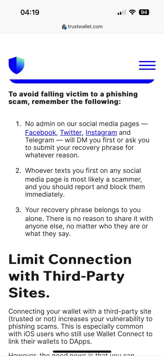 thirdwilled's tweet photo. @pecnik_jure @Inqubetahq On the Trust Wallet website. Don’t do it. https://t.co/VAAVQGKxBC