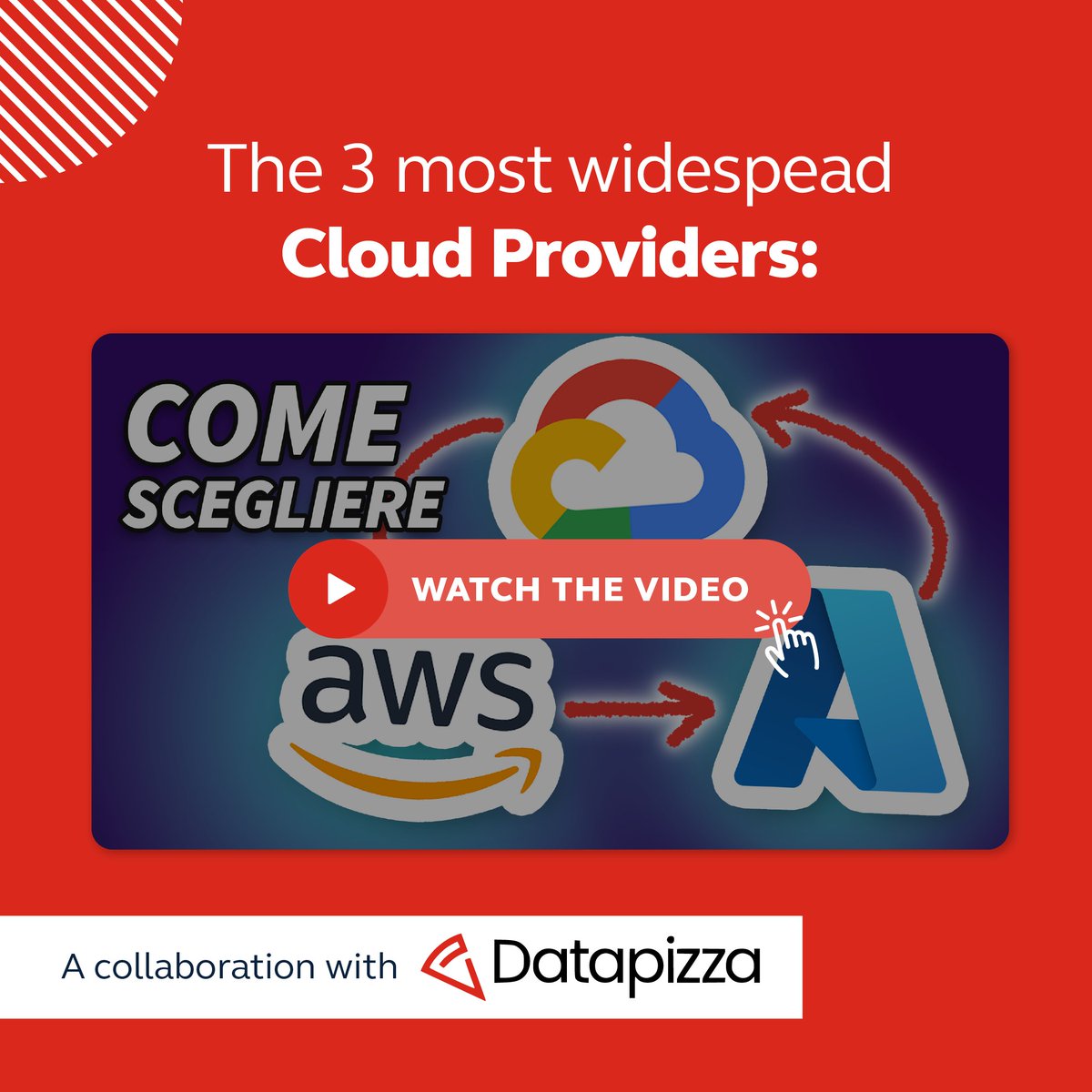 BIPxTech's tweet image. The latest video in partnership with datapizza presents an overview of the 3 most widespread #CloudProviders – #AWS, #Microsoft Azure, and #GCP.  
Wondering how to choose? Watch the video ➡️​ okt.to/4G7BiO  

#CloudComputing #Tech #Innovation #BIPxTech #BIP @Bip_Group