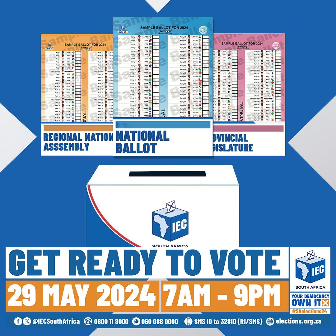 📌42 days left until Election Day! Let's empower ourselves with knowledge about the three ballots to make informed choices. Learn more at bit.ly/4aUxlo2 #SAelections24 #GetReadyToVote 🗳️🇿🇦