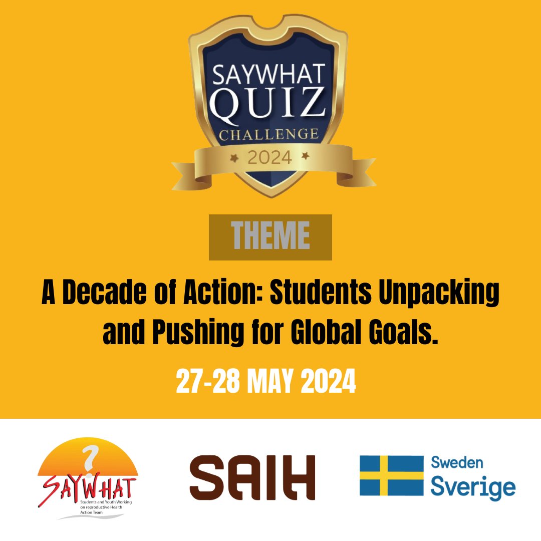SAYWHATOrg's tweet photo. Get ready for an incredible experience with our upcoming SAYWHAT Quiz Challenge. Prepare yourself for thought-provoking questions &amp; thrilling rounds that will keep you on the edge of your seat. It's your chance to showcase your expertise and compete against other brilliant minds. https://t.co/qymPMAzKoy
