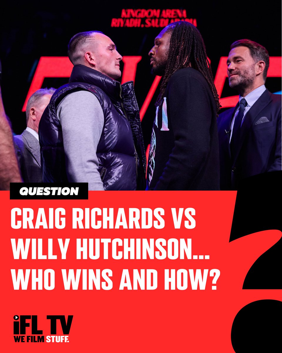🥊 Willy Hutchinson (17-1) 🆚 Craig Richards (18-3-1) 🥊 A 50/50 light-heavyweight showdown 🔥 Who wins and how? 🤔 Check out all of our interviews from the launch presser HERE 🔗 bit.ly/49G1mXz #HutchinsonRichards | #5vs5 | #4CrownShowdown | #RiyadhSeason