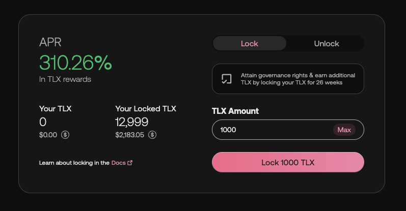 Reminder: To participate in the upcoming TLX Council Elections holders must lock their $TLX in the Genesis Locker