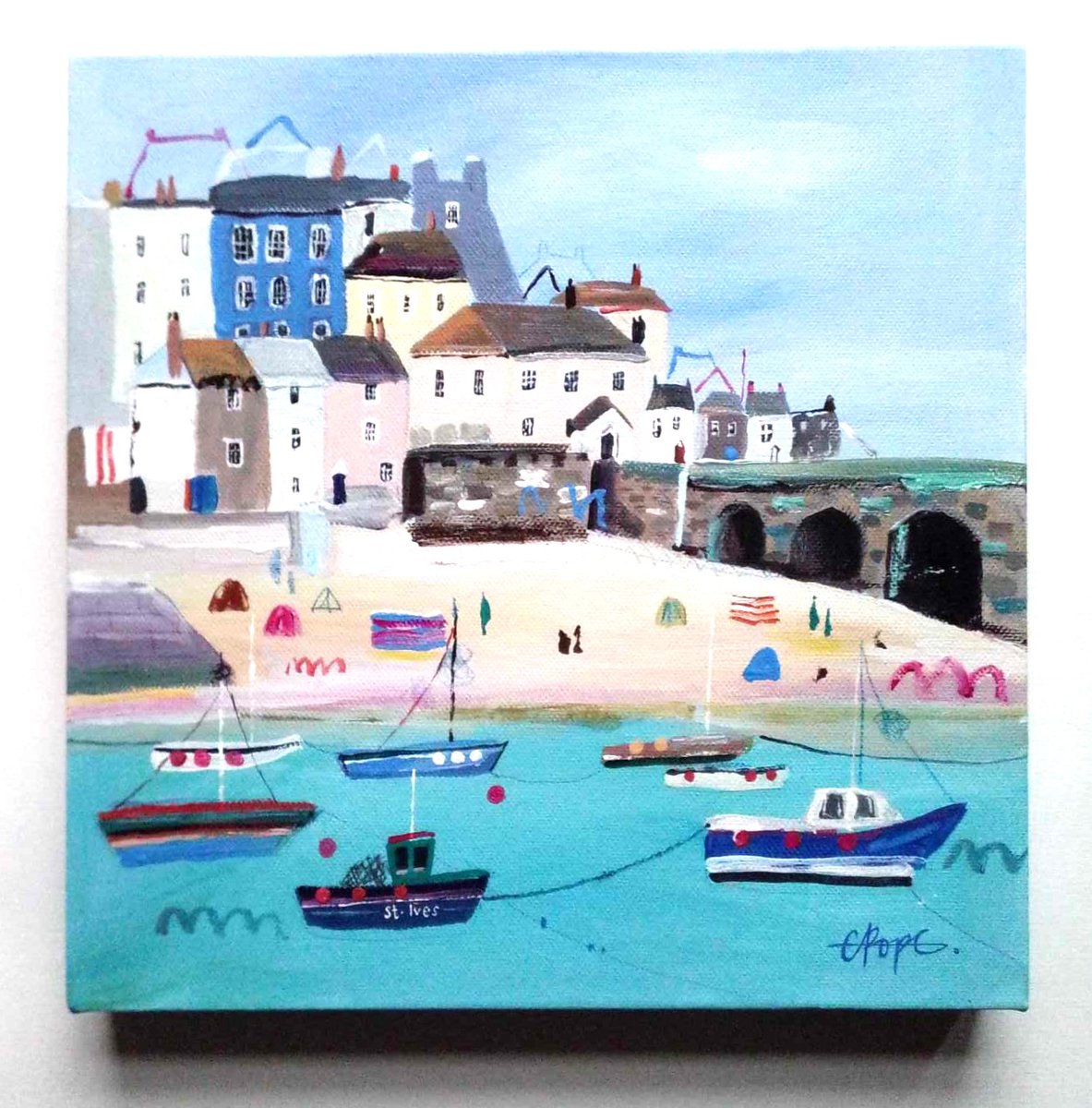 St.Ives Original Artwork, Box Canvas by Liz 💙 #originalart #cornwall #painting #originalpainting #artist #cornwallart #coastalart #etsyshop #etsystore #etsyart