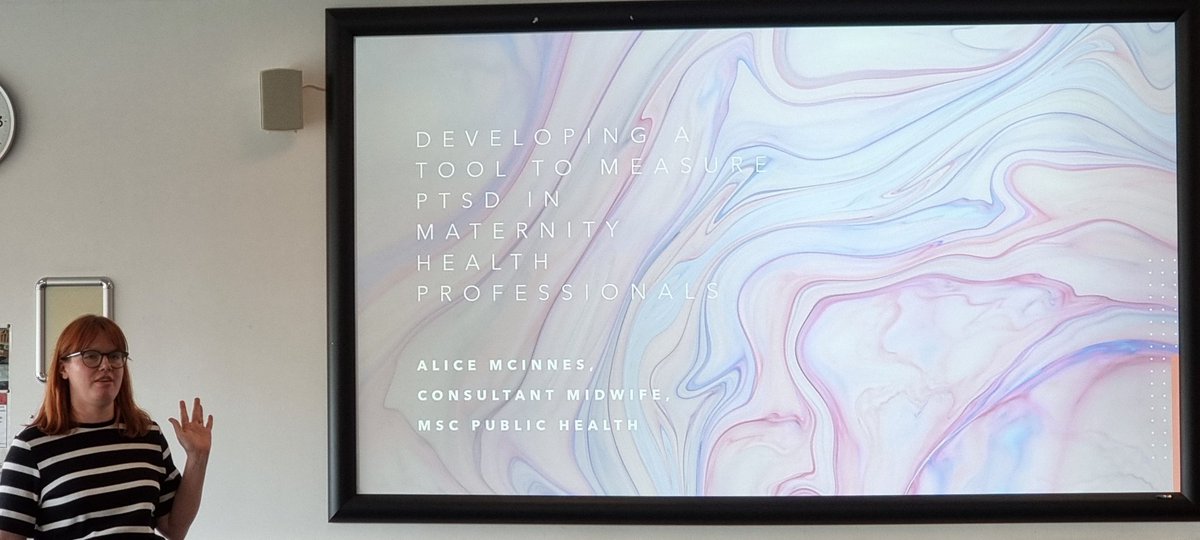 Hearing from Alice McInnes about PTSD in maternity health professionals &amp; creation of a measurement tool at today's <a href="/MIRU_UK/">MIRU_UoDHealthSci</a> #MIRU_India2024