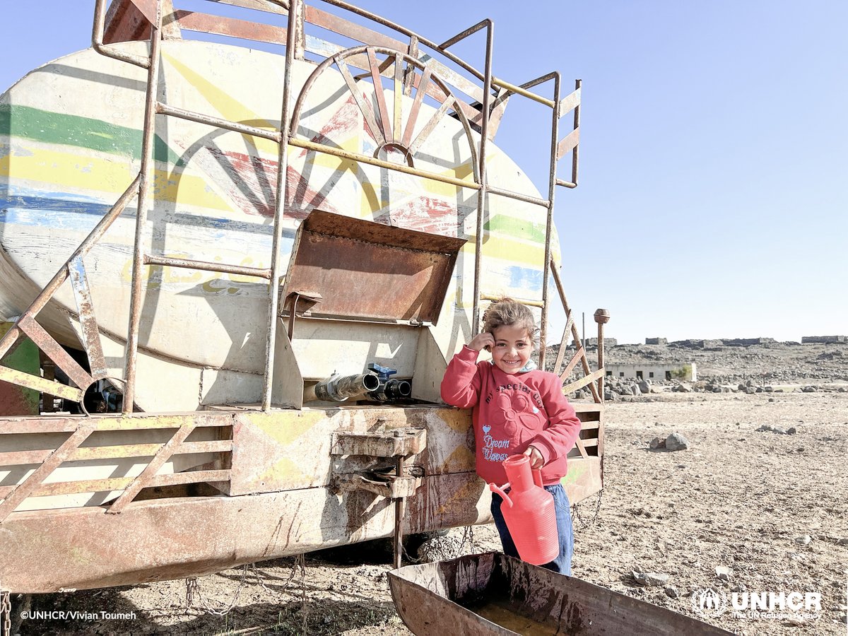 Meet Nadia from Dar’a, getting drinking water from her father's truck tank.💧 “We used to fill the water from a well in our village, but it is dry now. My dad has to drive to a nearby village to get water for us” Climate Change isn't something far away. 💙🌍 #ClimateAction