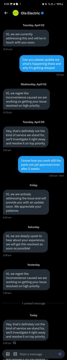INDAncil's tweet photo. Please don't send fake drafts like this @bhash @OlaElectric

I need to know why its getting delayed to repair my vehicle. 

Give me a proper update.

Babu 9940796287 RSM 
not picking the calls who is responsible for this.
Vignesh 6381512469 SH phone is switched off for a week. https://t.co/mBdGEQDKqH