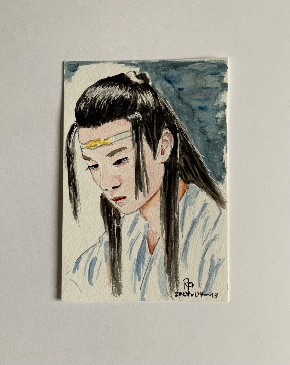 For my birthday I got a new small watercolor paint box for traveling and I‘m already busy practicing. There is not much I‘d like to show but here is a little Lan WangJi!