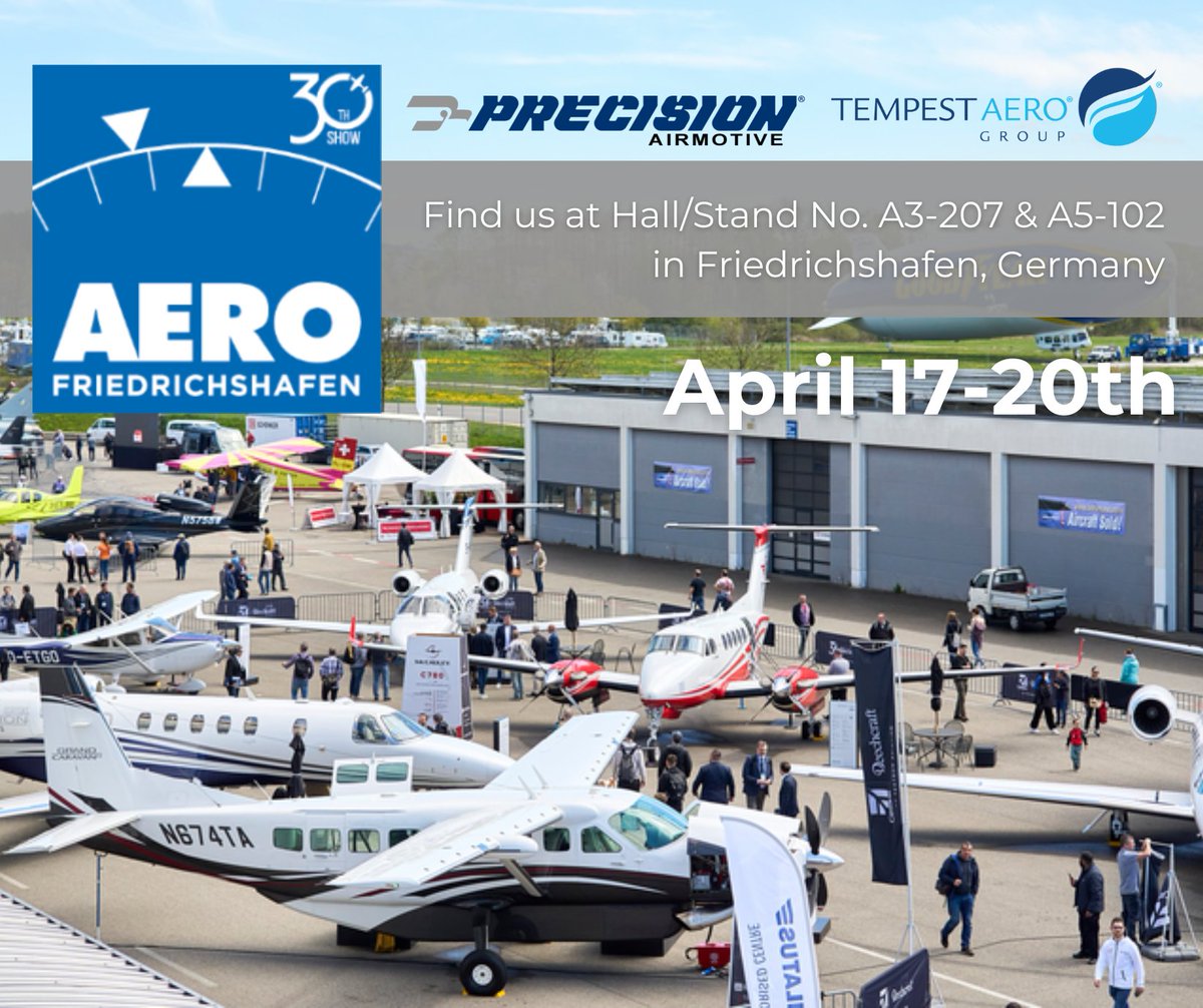This week PrecisionAirmotive is heading to Germany for Aero Friedrichshafen! 
Find us at Hall/Stand No. A3-207 & A5-102!
Stop by and chat with our experts!
#AeroFriedrichshafen #Germany #PrecisionAirmotive