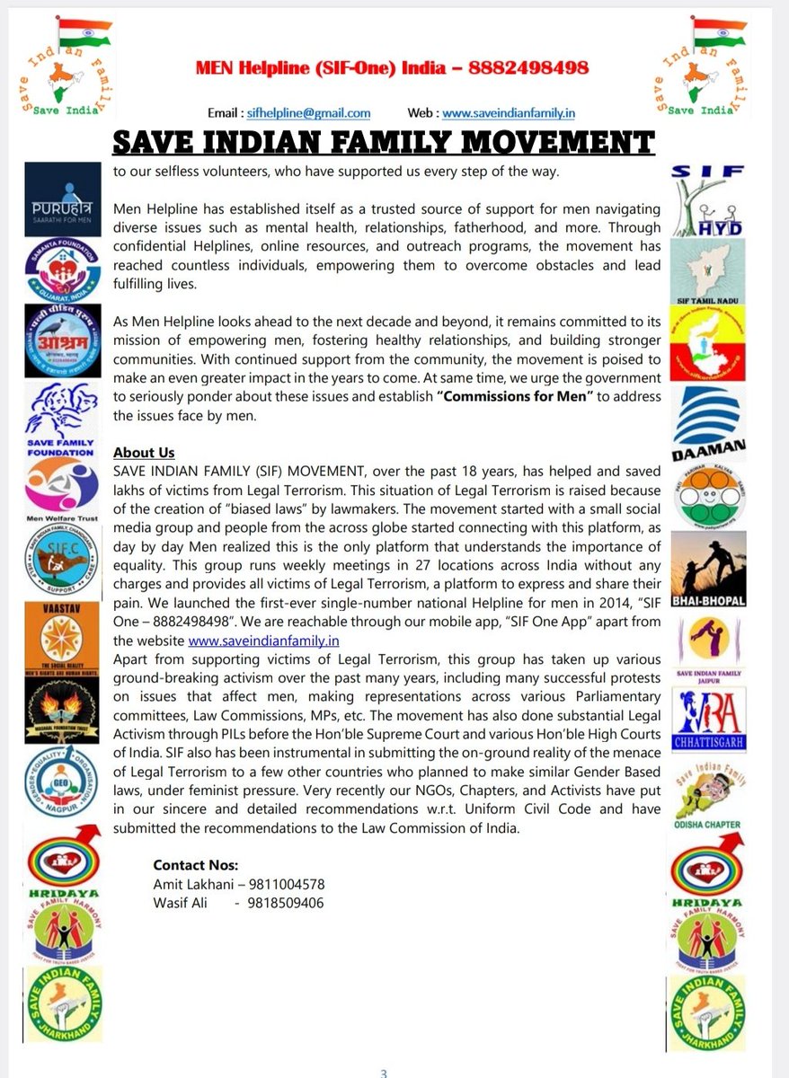 Sif One Helpline for men which is run collectively by a number of NGOs together under @WeAreSIF completes it's 10 10 years of operations. Sharing the journey through this press release. #MenHelpline10Yrs