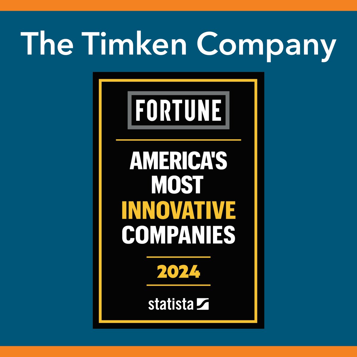 Timken was named one of America’s Most Innovative Companies by @FortuneMagazine for the second straight year. We’re honored to partner with leading global companies, including many on this prestigious list. tmkn.biz/3xzvNkR #Innovation #Timken $TKR