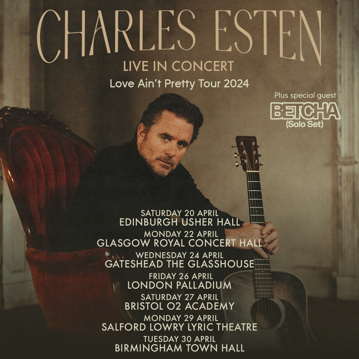 WIN 1 pair of tickets to @CharlesEsten upcoming tour as well as: 🌟 Watch soundcheck 🌟Autographed LOVE AIN'T PRETTY CD 🌟An #EverySingleFriday CD bundle 🌟Love Ain't Pretty T-shirt 🌟Signed photo TO ENTER: Like & RT! Winner announced this week. 🎟️ tix.to/CharlesE24