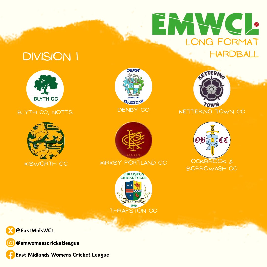 Countdown to the Season... Our countdown to the 2024 season is on and now we take a look how our Long Format Divisions are shaping up! Div 1 @blythccnotts @DenbyCC @KT_CC @KibworthCC @KPCC_official @OandBCC @ThrapstonTownCC