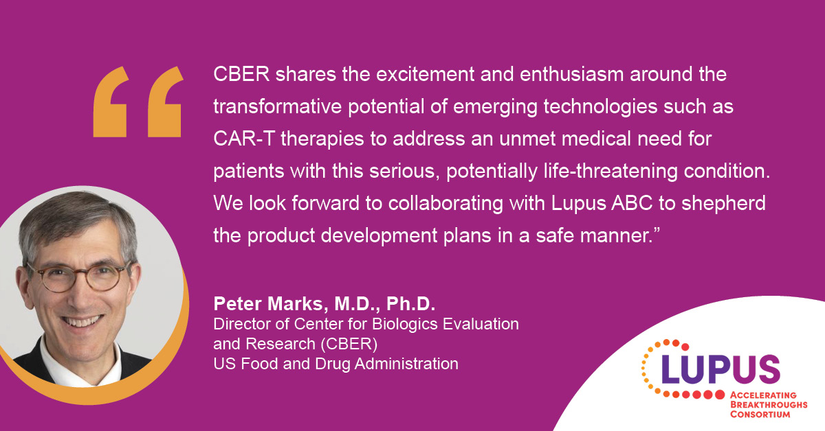 BREAKING: The Lupus Accelerating Breakthroughs Consortium (#LupusABC) announced an expanded partnership with @FDACBER to advance engineered cell therapies, a huge step in #lupusresearch and lupus drug development. Read on to learn more bit.ly/LupusABC01 #lupusvoices