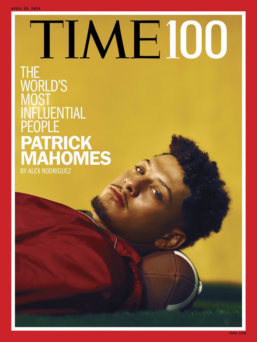 NFL's tweet photo. .@PatrickMahomes on the cover of @TIME as one of the Most Influential People of 2024. 

(via @TIME) https://t.co/tMiD8PPfVm